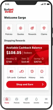 Access Shopping Rewards screen