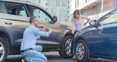 Man takes photo for insurance after car crash