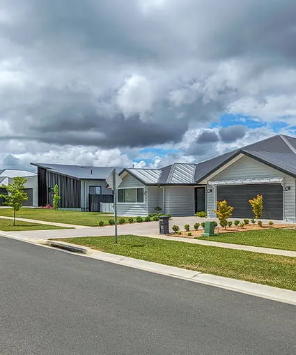 Houses lining neighbourhood street