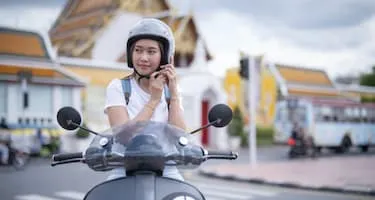 Girl enjoying motorbike