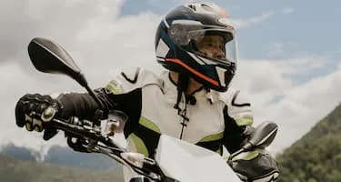 Motorcyclist learning to ride