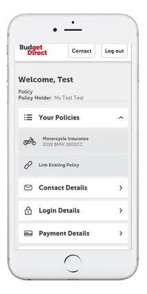 Motorcycle policy view on mobile