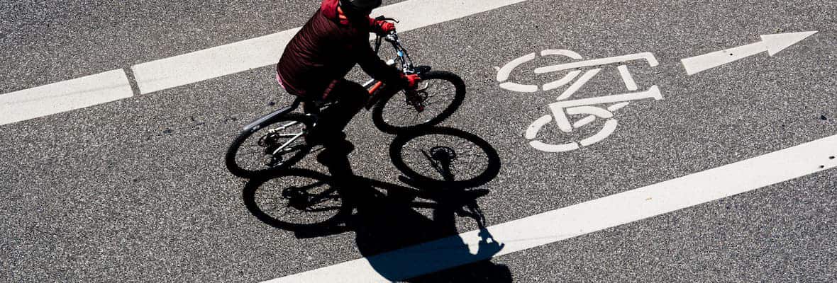Cyclist practising road safety