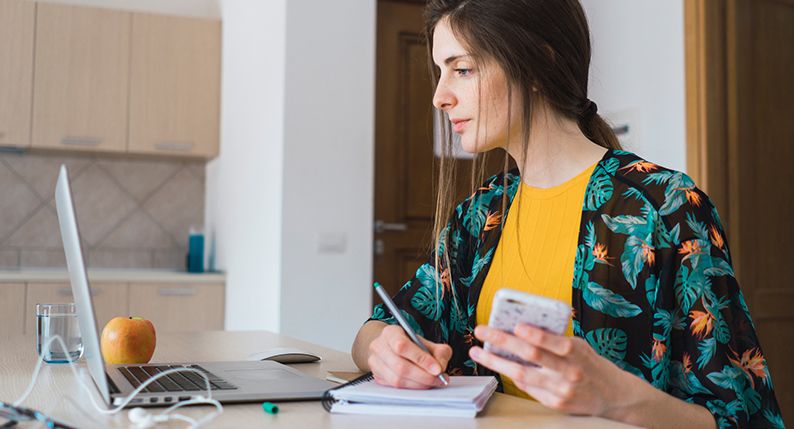 Woman doing research