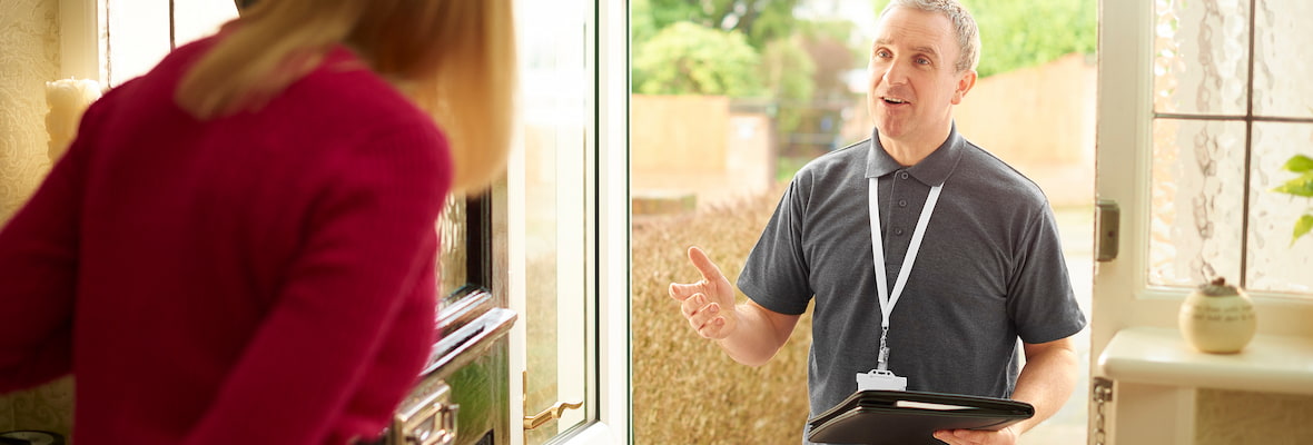 A door to door disaster chaser visits a property with storm damage