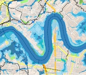 Floodmap of Brisbane City