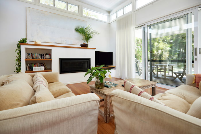 A sunlit room in a living area of a single storey home