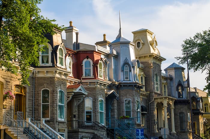 Heritage houses on Rue Grande Allée in Quebec City.