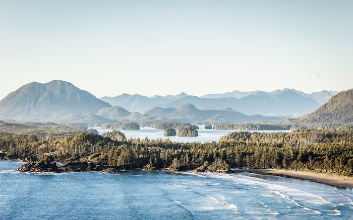 The coastline of Pacific Rim National Park on Vancouver Island in British Columbia.