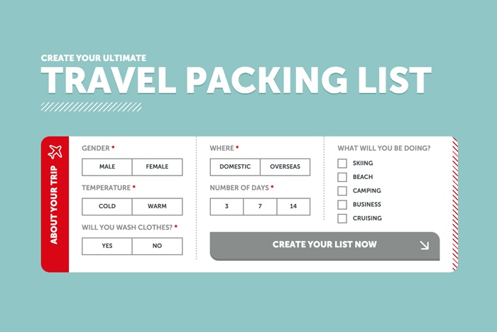 Create your ultimate travel packing list