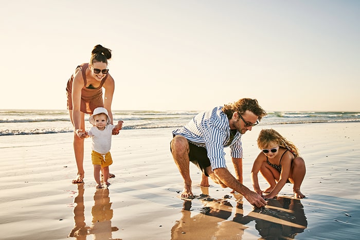 Family on the beach